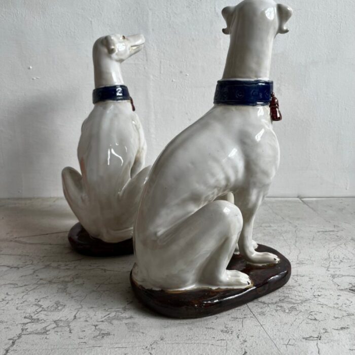 large italian ceramic greyhounds 1950s set of 2 6