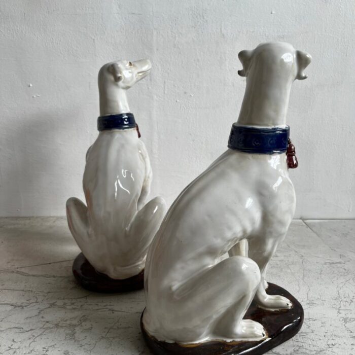 large italian ceramic greyhounds 1950s set of 2 7