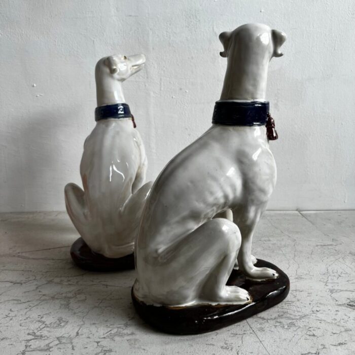 large italian ceramic greyhounds 1950s set of 2 8