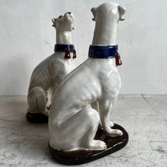 large italian ceramic greyhounds 1950s set of 2 9