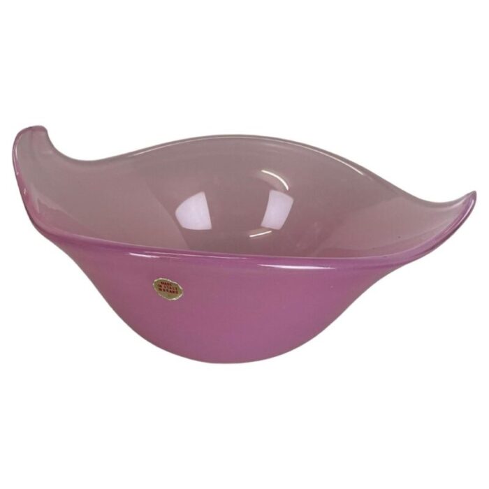 large italian shell bowl in pink opaline murano glass 1970s 1