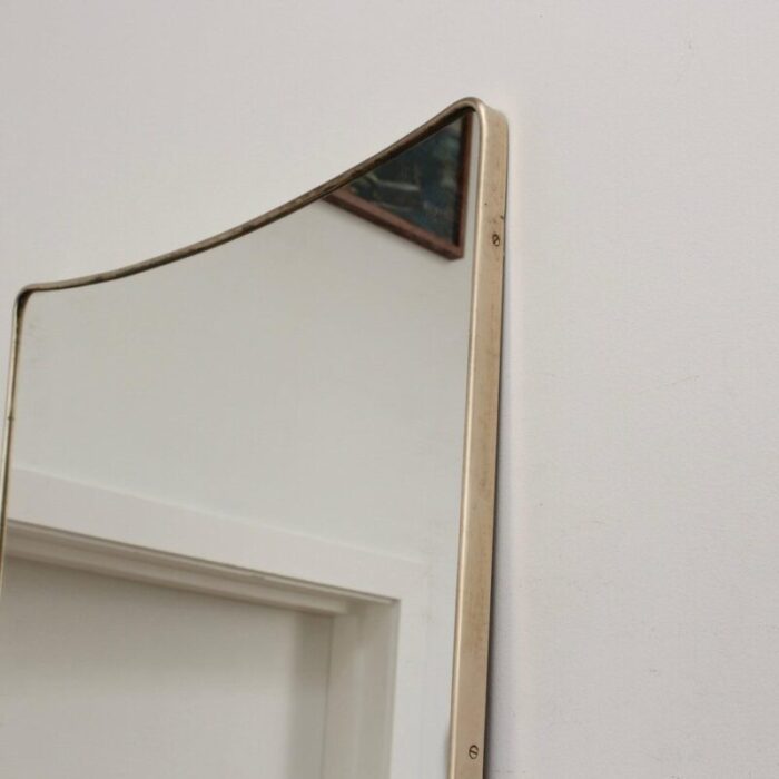 large mid century italian wall mirror with brass frame 1950s 10