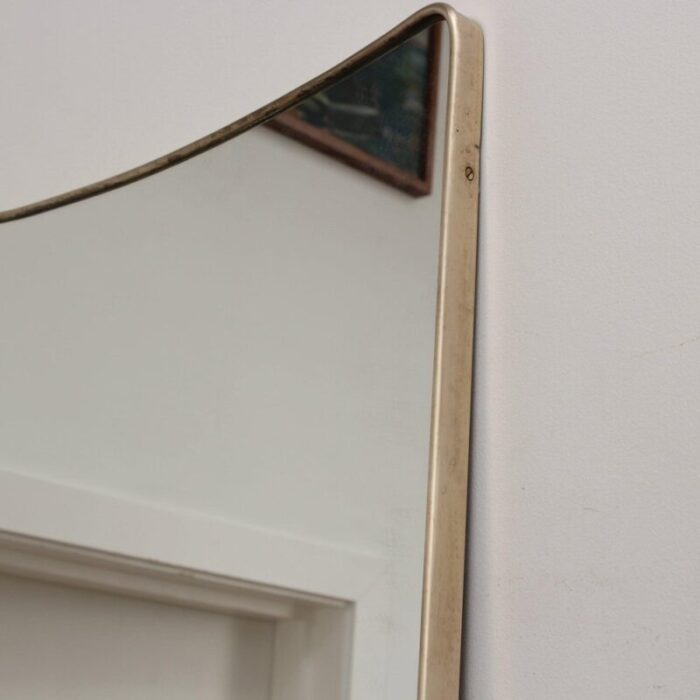 large mid century italian wall mirror with brass frame 1950s 11