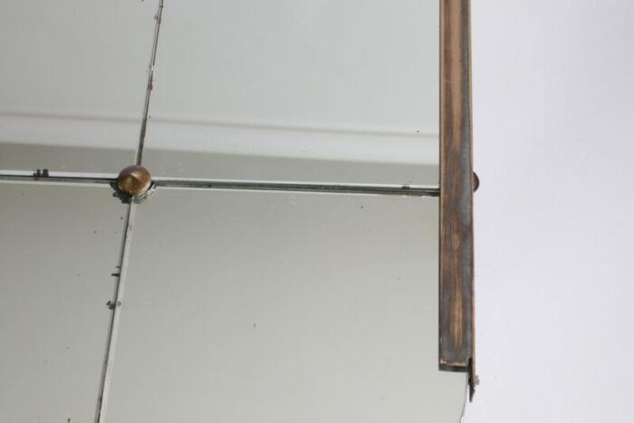 large mirror with glass and brass ornaments italy 1950s 20