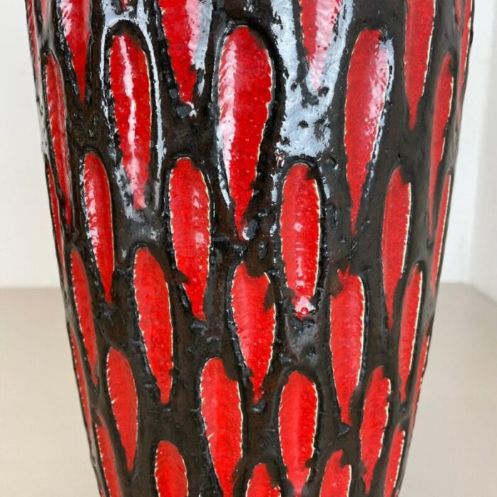 large pottery fat lava strawberry 517 38 floor vase from scheurich 1970s 16