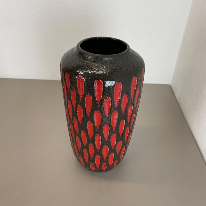 large pottery fat lava strawberry 517 38 floor vase from scheurich 1970s 4