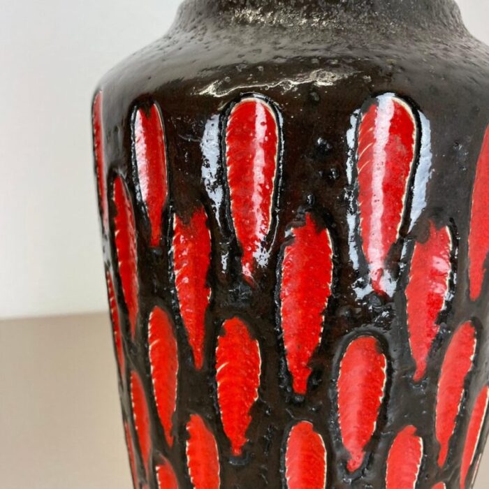 large pottery fat lava strawberry 517 38 floor vase from scheurich 1970s 9