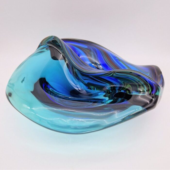 large shaped murano glass bowl by davide dona 1980s 2