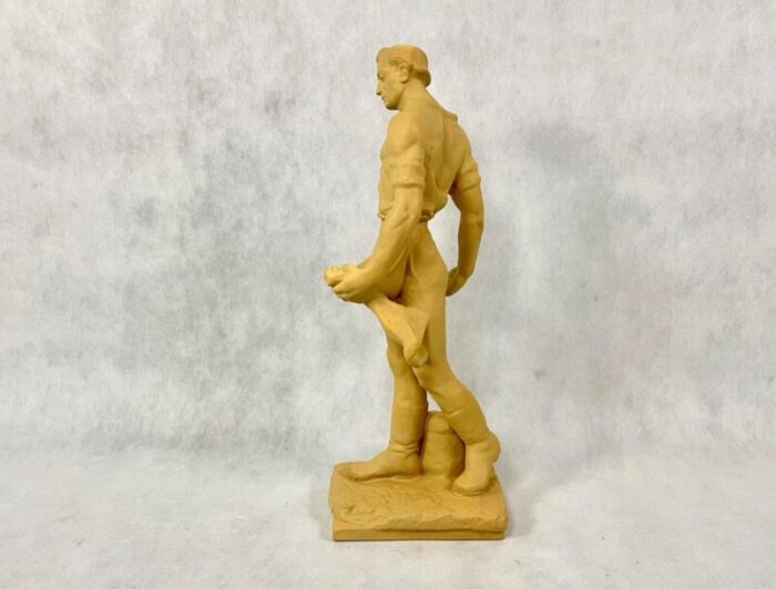 large socialist realist style ceramic sculpture of sower czechoslovakia late 1940s 2