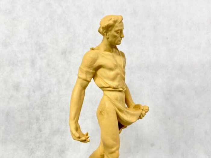 large socialist realist style ceramic sculpture of sower czechoslovakia late 1940s 8