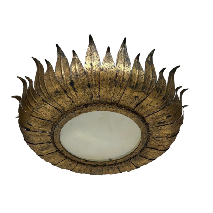 large spanish gilt metal crown ceiling fixture 0786