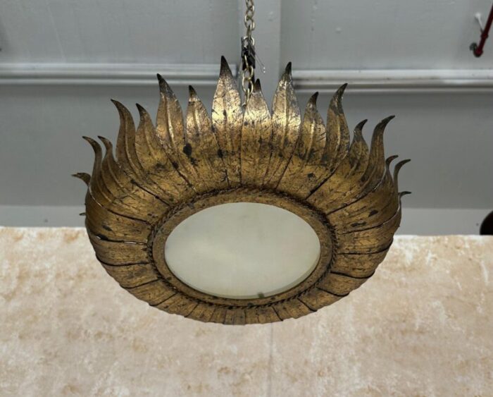 large spanish gilt metal crown ceiling fixture 1785