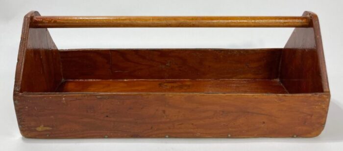 large vintage handmade wood tool caddy 0854