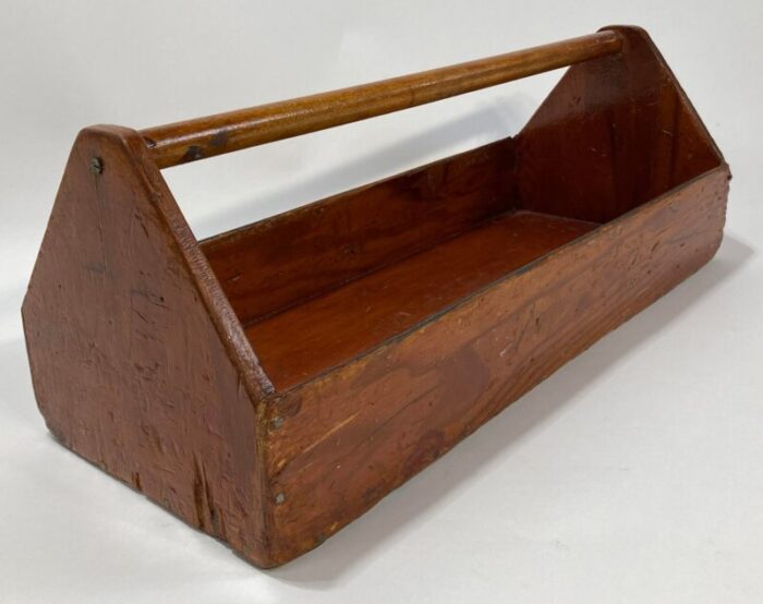 large vintage handmade wood tool caddy 2583