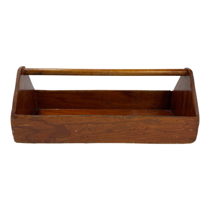 large vintage handmade wood tool caddy 2657