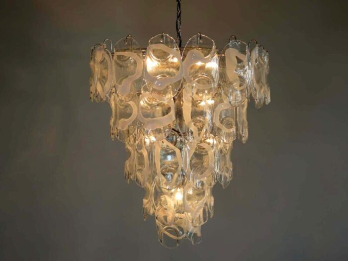 large vintage italian murano chandelier lamp by vistosi with glasses 1990s 4061