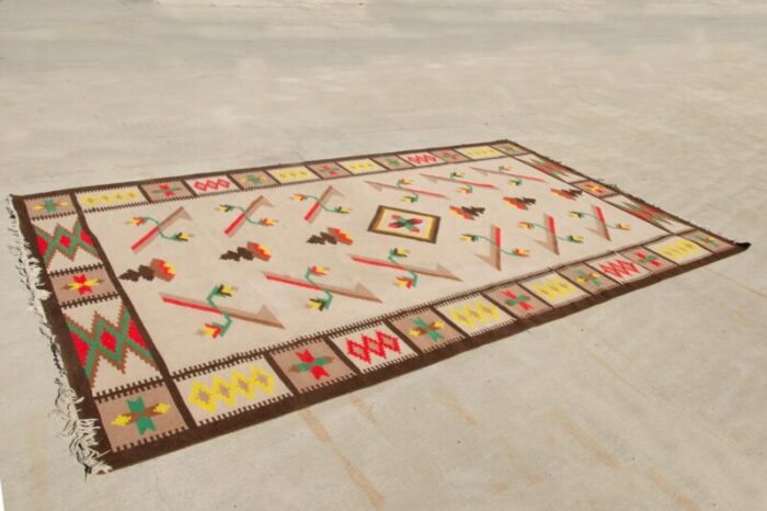 large vintage modern kilim rug 1970s 7030