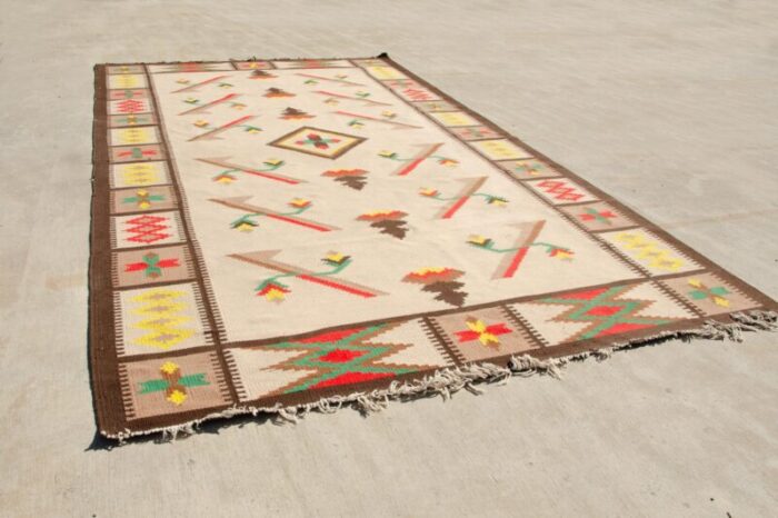 large vintage modern kilim rug 1970s 7459