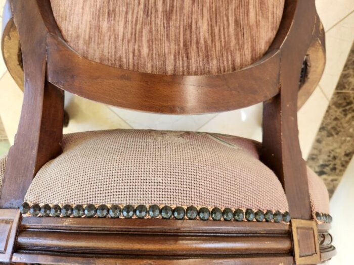 late 19th century antique victorian chair with stool 9295