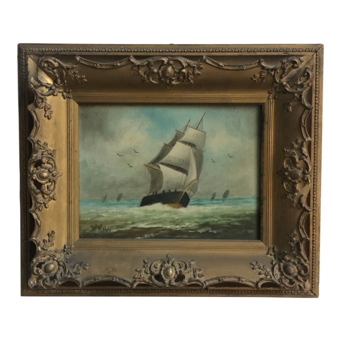 late 19th century british school oil on canvas maritime seascape framed 9757