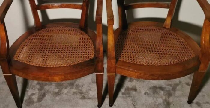 late 19th century empire style pair of italian chairs king with vienna straw 8213