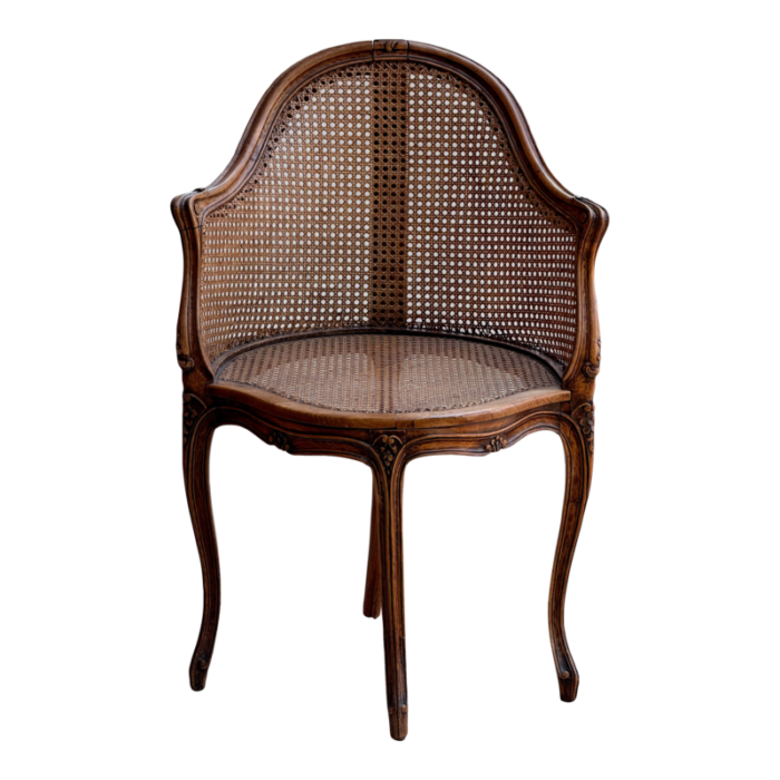 late 19th century french corner walnut caned chair 4778