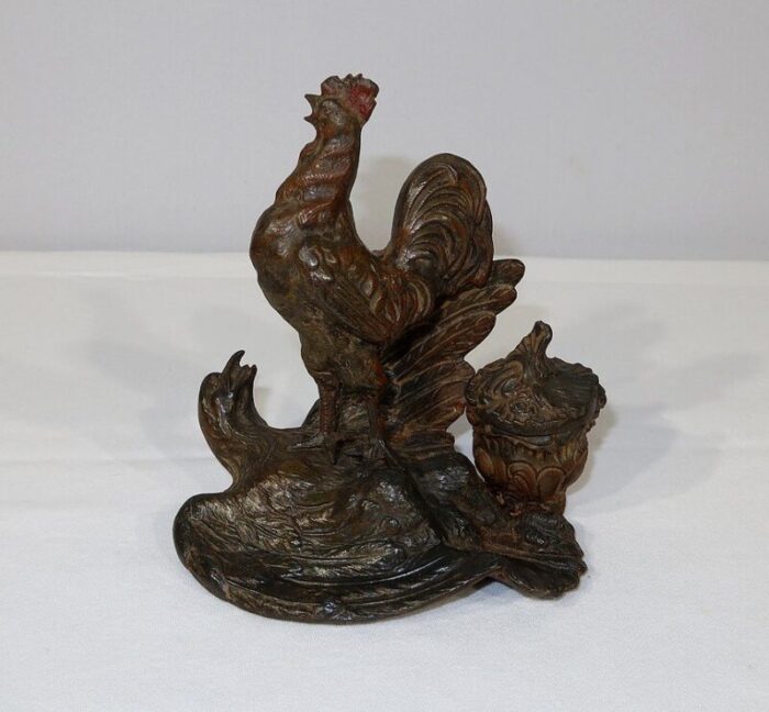 late 19th century inkwell with rooster 1