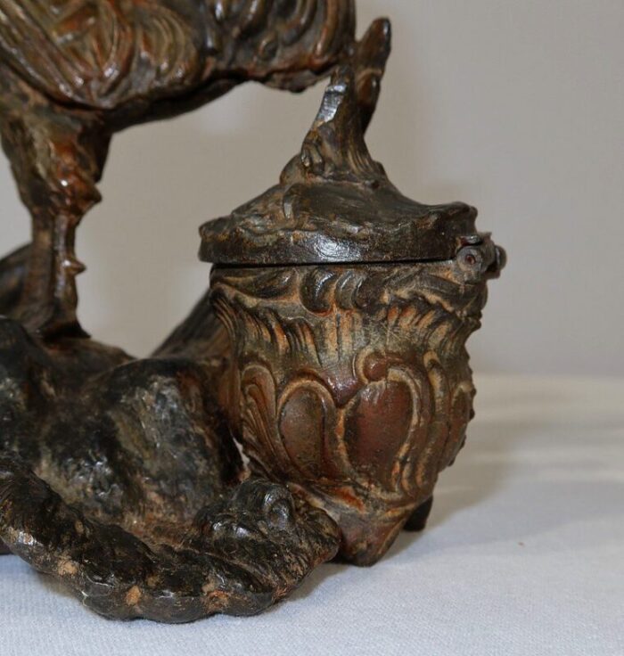 late 19th century inkwell with rooster 10