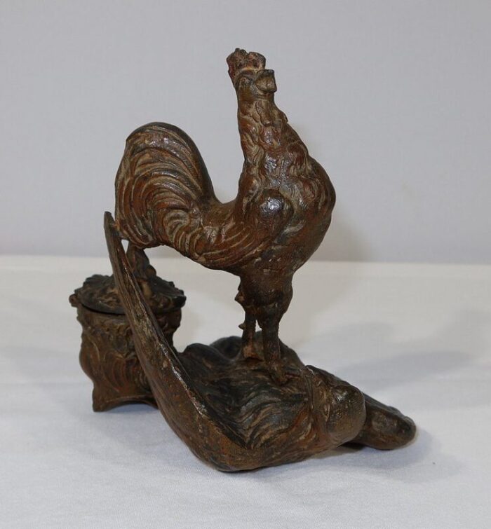 late 19th century inkwell with rooster 11