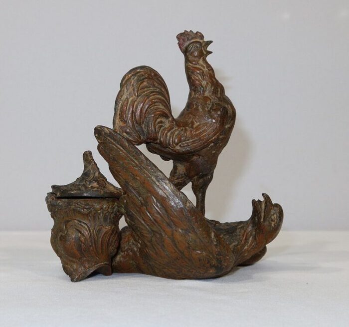 late 19th century inkwell with rooster 14