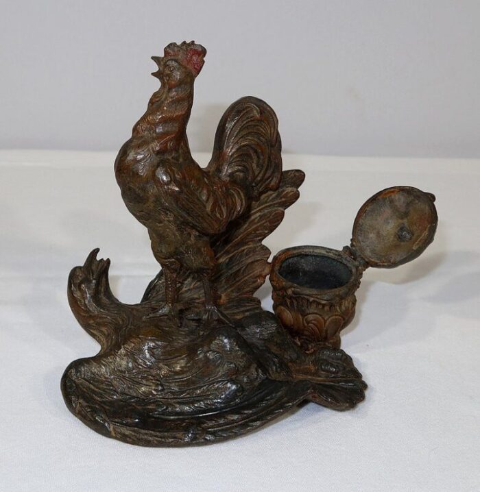 late 19th century inkwell with rooster 2