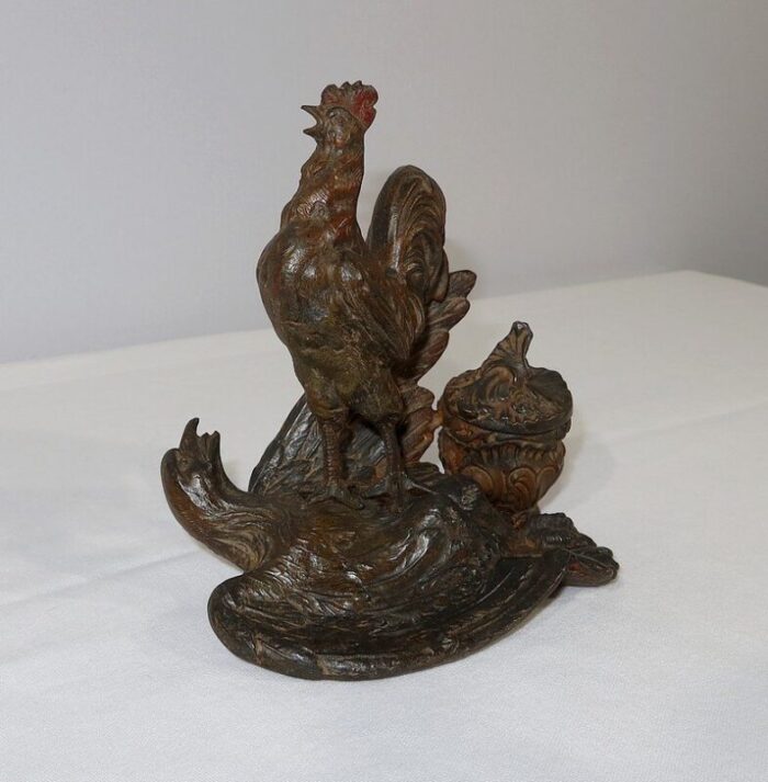 late 19th century inkwell with rooster 3