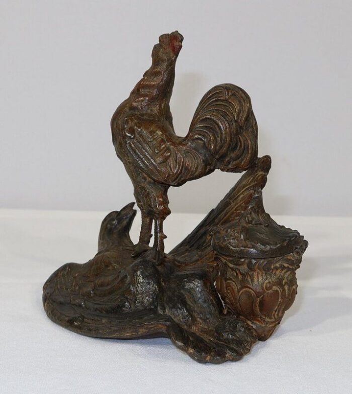 late 19th century inkwell with rooster 9