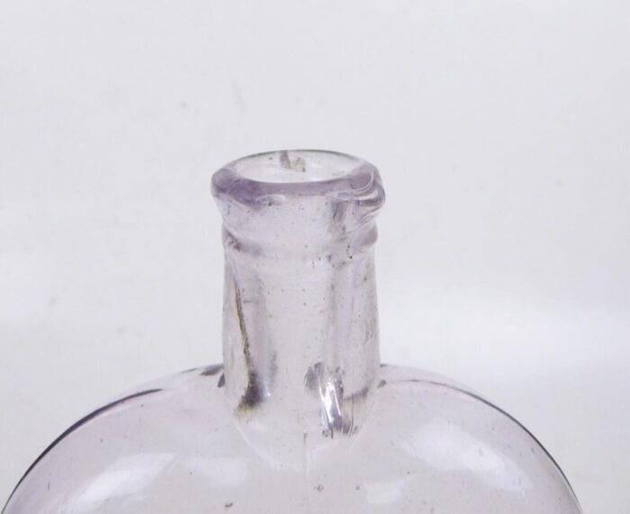 late 19th century lavender glass pumpkin seed whiskey flask 0124