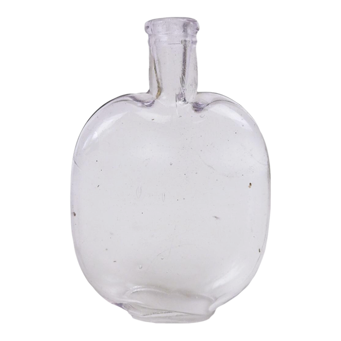 late 19th century lavender glass pumpkin seed whiskey flask 0937