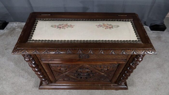 late 19th century louis xiii landing linen chest in beech and walnut 1106