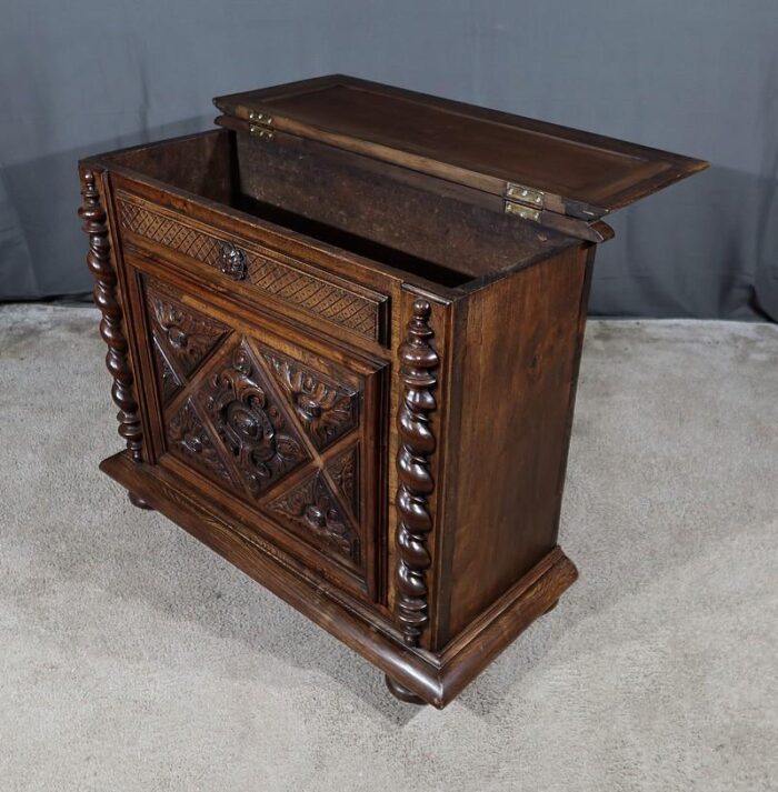 late 19th century louis xiii landing linen chest in beech and walnut 3799 scaled