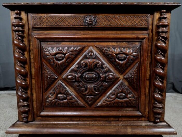 late 19th century louis xiii landing linen chest in beech and walnut 4757