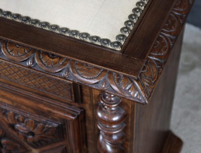 late 19th century louis xiii landing linen chest in beech and walnut 8250