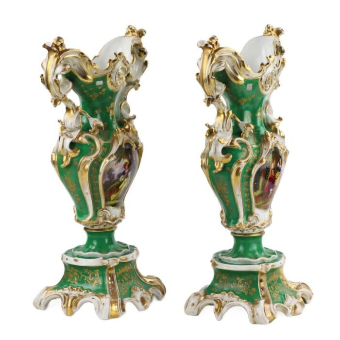 late 19th century neo rococo vases set of 2 0586