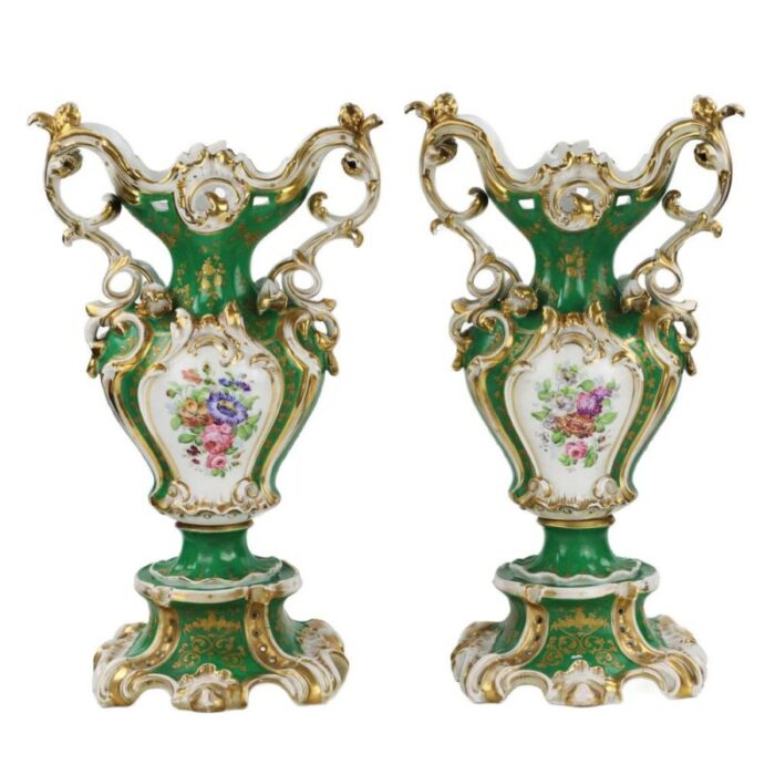 late 19th century neo rococo vases set of 2 3640