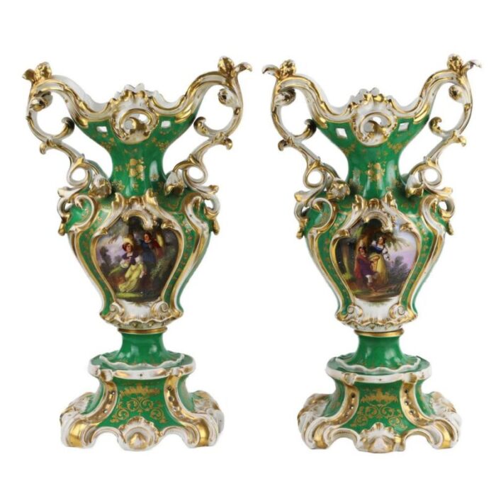 late 19th century neo rococo vases set of 2 4926