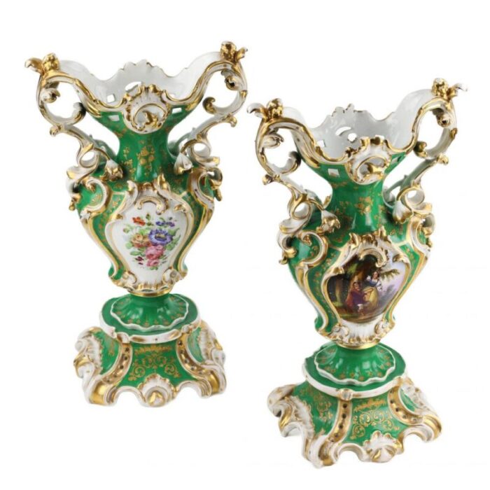 late 19th century neo rococo vases set of 2 5327