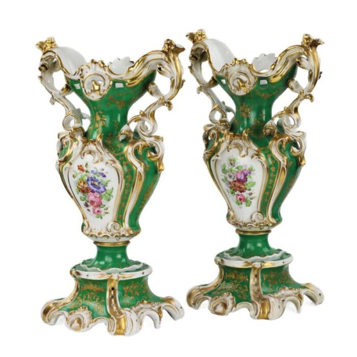 late 19th century neo rococo vases set of 2 5363