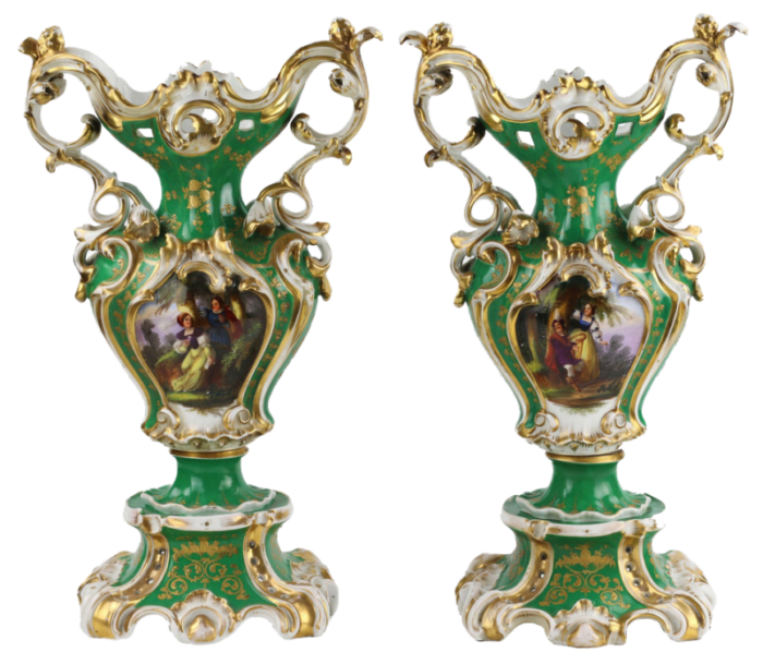 late 19th century neo rococo vases set of 2 8256