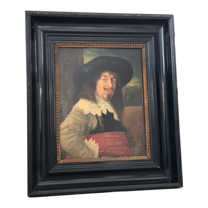 late 19th century oil painting of a nobleman from the dutch golden age era framed 9114