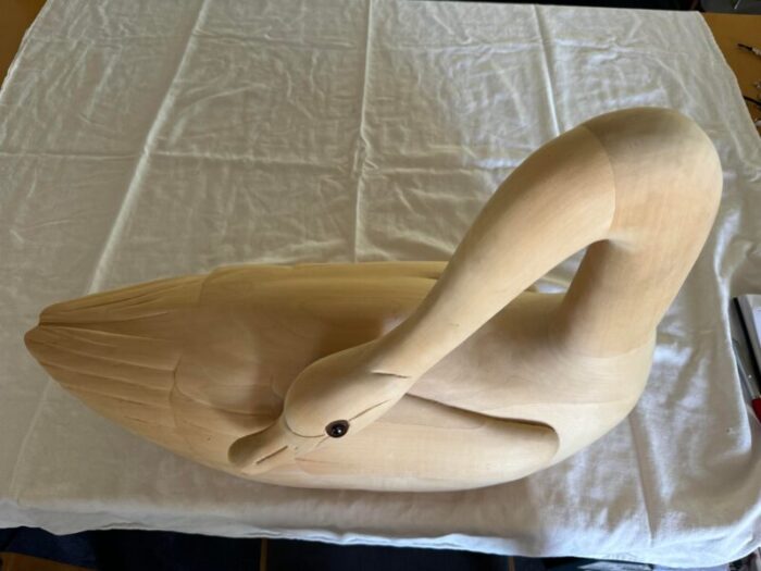 late 20th century carved wood swan 6818