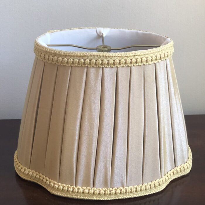 late 20th century english box pleat silk lamp shade in beige 1168