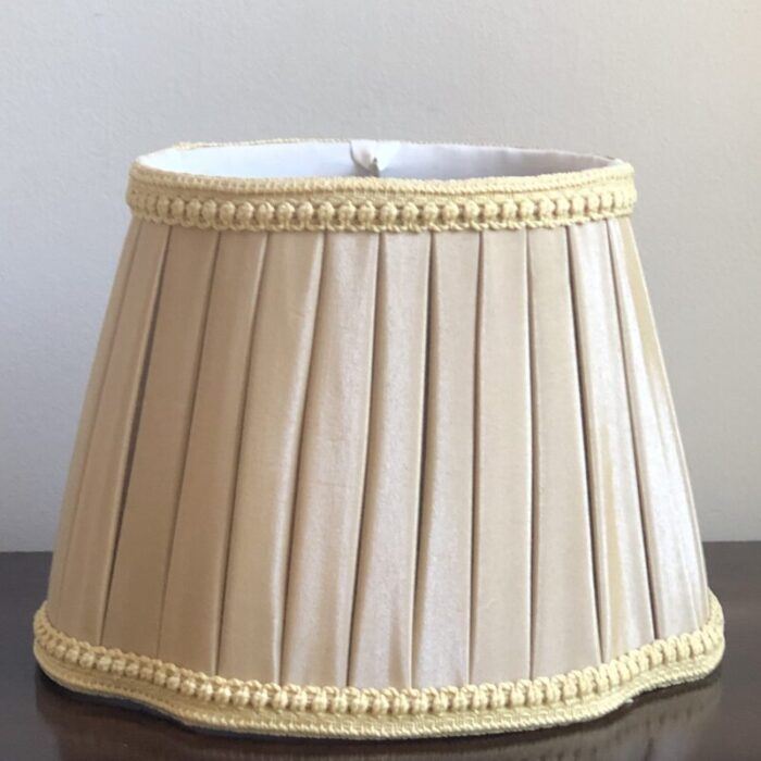 late 20th century english box pleat silk lamp shade in beige 2488