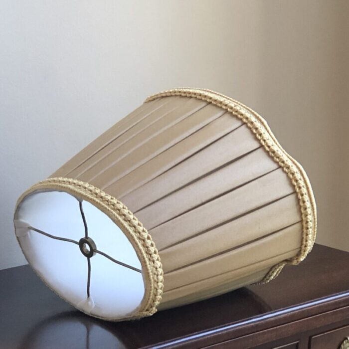 late 20th century english box pleat silk lamp shade in beige 5301